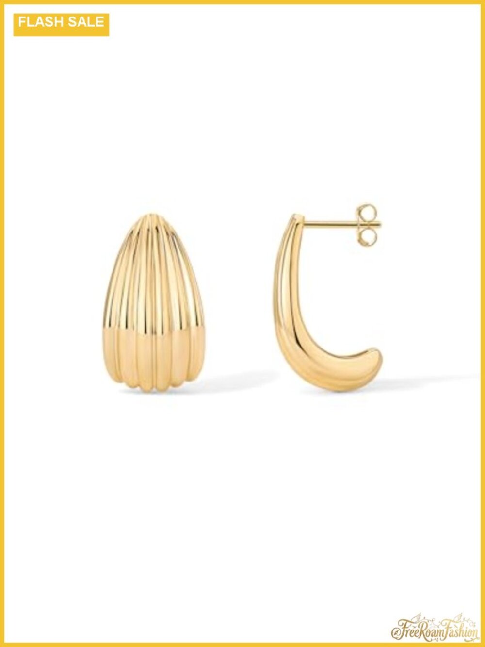 14K Gold Plated Chunky Vintage Drop Earrings Women Seashell Studs
